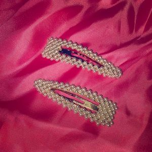 pearl matching barettes